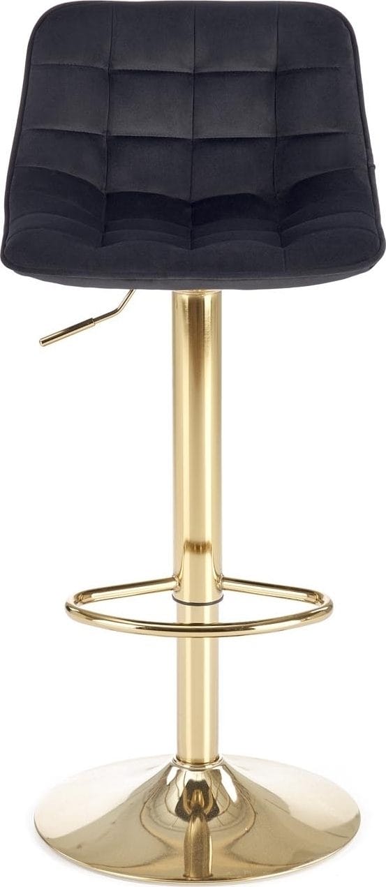 Barstol svart sammet med guldfot - Sitthöjd 62-84 cm - Svart/guld - Products - Möbler - Fåtölj & stolar - Barstol & barpall