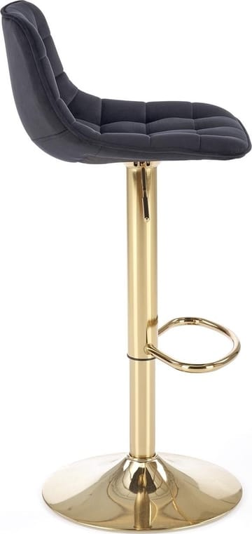 Barstol svart sammet med guldfot - Sitthöjd 62-84 cm - Svart/guld - Products - Möbler - Fåtölj & stolar - Barstol & barpall