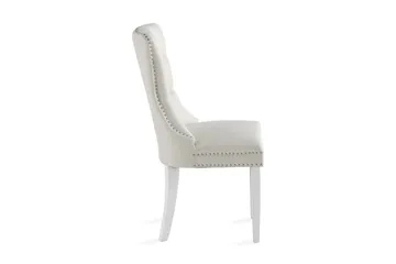 Bergviken Matstol & Köksstol i Tyg med Vita Träben - Beige - Products - Möbler - Fåtölj & stolar - Matstol & köksstol
