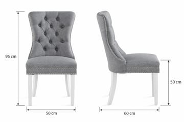Bergviken Matstol & Köksstol i Tyg med Vita Träben - Grå - Products - Möbler - Fåtölj & stolar - Matstol & köksstol