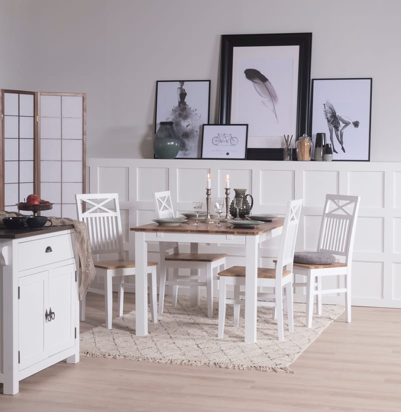 Dalarös matstol med eksits och kryss i rygg - Vit / Oljad ek - Vit/Oljad ek - Products - Möbler - Fåtölj & stolar - Matstol & köksstol