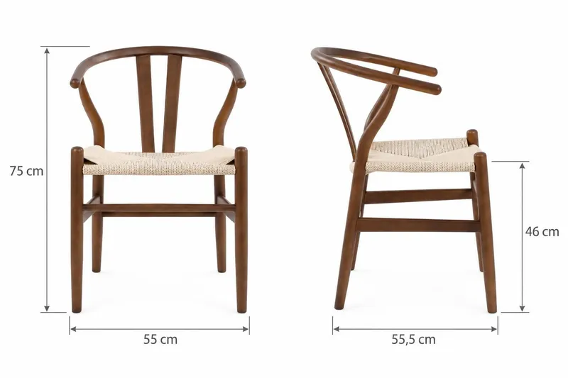Dastoori Karmstol Matstol med Armstöd i Bokträ med Valnötsutseende med flätad sits - Ljusbeige - Products - Möbler - Fåtölj & stolar - Karmstol