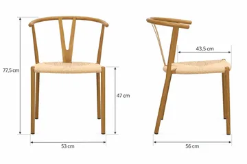 Elysia Matstol & Köksstol med Armstöd och Flätad Sits i Metall med Ekutseende - Natur - Products - Möbler - Fåtölj & stolar - Matstol & köksstol