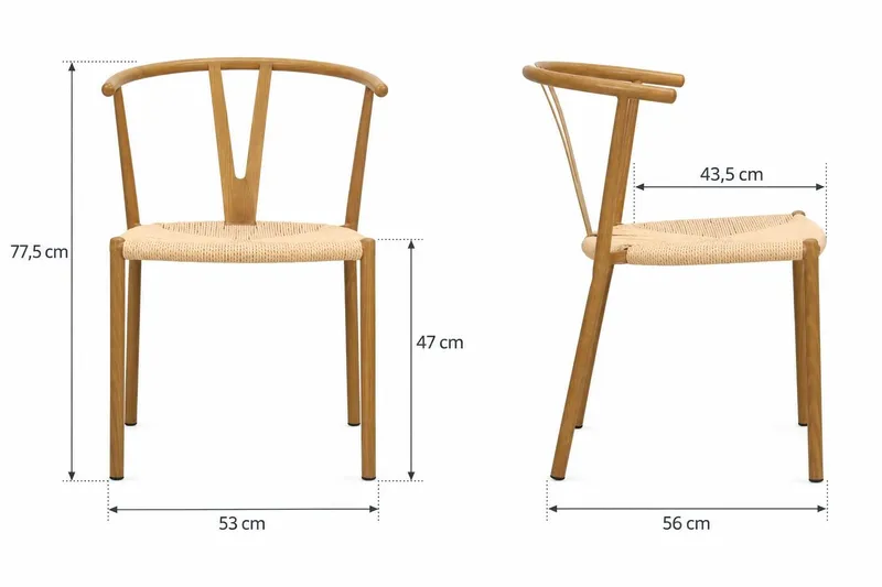 Elysia Matstol & Köksstol med Armstöd och Flätad Sits i Metall med Ekutseende - Natur - Products - Möbler - Fåtölj & stolar - Matstol & köksstol