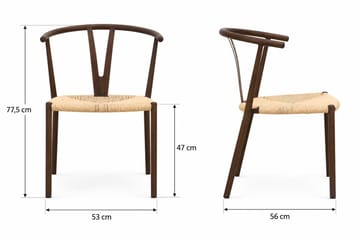 Elysia Matstol & Köksstol med Armstöd och Flätad Sits i Metall med Valnötsutseende - Brun - Products - Möbler - Fåtölj & stolar - Matstol & köksstol