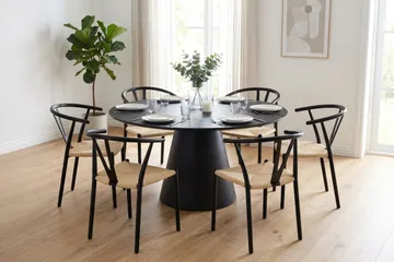 Elysia Matstol med armstöd metall och flätad sits - Svart - Products - Möbler - Fåtölj & stolar - Matstol & köksstol