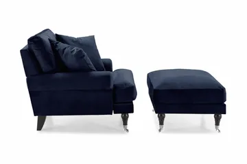 Andrew Fåtölj med Fotpall Sammet - Midnattsblå/Krom - Products - Möbler - Fåtölj & stolar - Fåtölj - Sammetsfåtölj