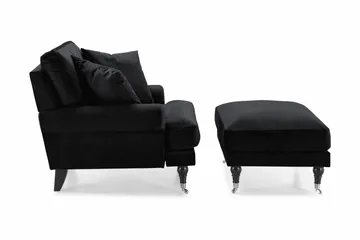 Andrew Fåtölj med Fotpall Sammet - Svart/Krom - Products - Möbler - Fåtölj & stolar - Fåtölj - Sammetsfåtölj