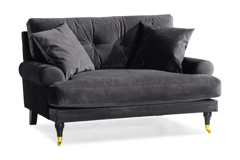 Andrew Loveseat Sammet - Mörkgrå/Mässing - Products - Möbler - Fåtölj & stolar - Fåtölj - Sammetsfåtölj