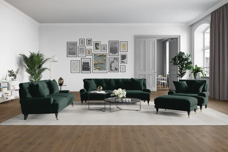 Andrew Loveseat Sammet - Mörkgrön/Mässing - Products - Möbler - Fåtölj & stolar - Fåtölj - Sammetsfåtölj