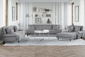 Andrew Loveseat Sammet - Silvergrå/Krom - Products - Möbler - Fåtölj & stolar - Fåtölj - Sammetsfåtölj