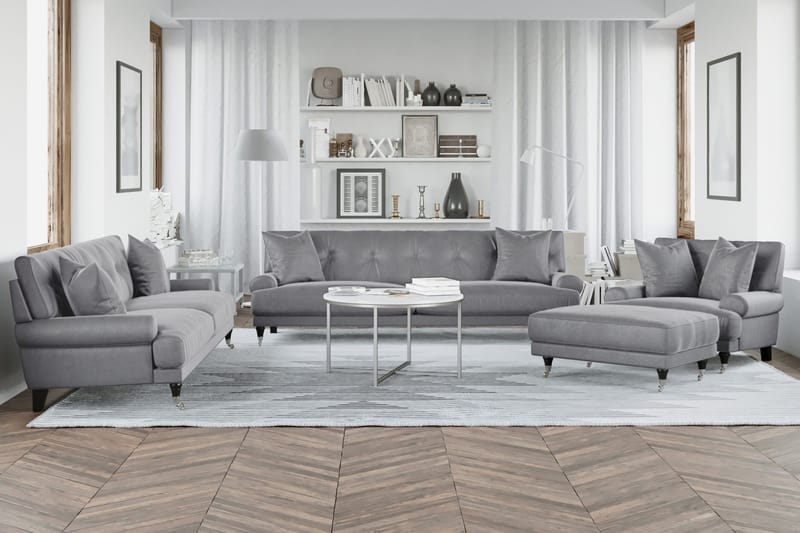 Andrew Loveseat Sammet - Silvergrå/Krom - Products - Möbler - Fåtölj & stolar - Fåtölj - Sammetsfåtölj