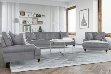Andrew Loveseat Sammet - Silvergrå/Mässing - Products - Möbler - Fåtölj & stolar - Fåtölj - Sammetsfåtölj