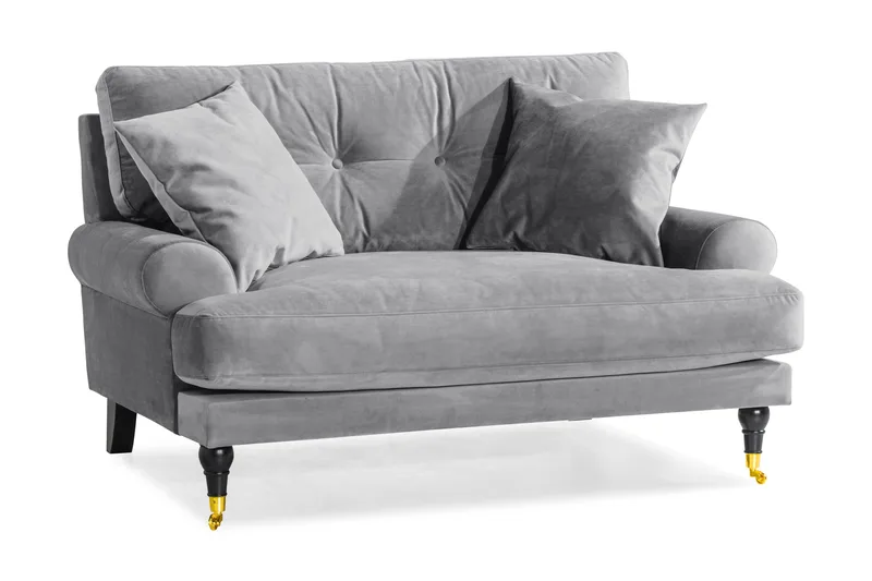 Andrew Loveseat Sammet - Silvergrå/Mässing - Products - Möbler - Fåtölj & stolar - Fåtölj - Sammetsfåtölj