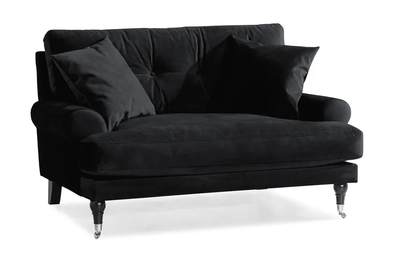 Andrew Loveseat Sammet - Svart/Krom - Products - Möbler - Fåtölj & stolar - Fåtölj - Sammetsfåtölj