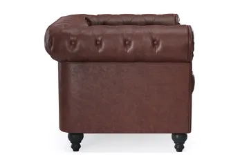 Chesterfield Lyx Stor skön djup fåtölj i konstläder till vardagsrum - Mörkbrun PU - Products - Möbler - Fåtölj & stolar - Fåtölj - Chesterfield fåtölj