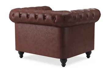 Chesterfield Lyx Stor skön djup fåtölj i konstläder till vardagsrum - Mörkbrun PU - Products - Möbler - Fåtölj & stolar - Fåtölj - Chesterfield fåtölj
