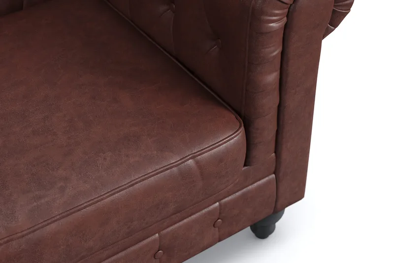 Chesterfield Lyx Stor skön djup fåtölj i konstläder till vardagsrum - Mörkbrun PU - Products - Möbler - Fåtölj & stolar - Fåtölj - Chesterfield fåtölj