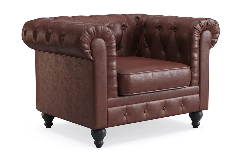Chesterfield Lyx Stor skön djup fåtölj i konstläder till vardagsrum - Mörkbrun PU - Products - Möbler - Fåtölj & stolar - Fåtölj - Chesterfield fåtölj