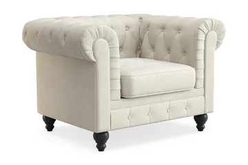 Chesterfield Lyx Stor skön djup sammetsfåtölj - Fåtölj till vardagsrum - Beige - Products - Möbler - Fåtölj & stolar - Fåtölj - Chesterfield fåtölj