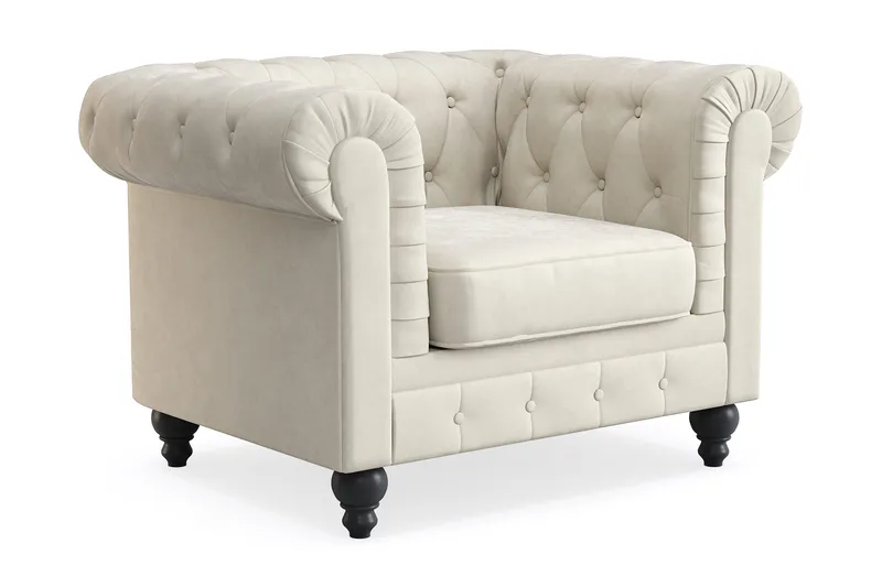 Chesterfield Lyx Stor skön djup sammetsfåtölj - Fåtölj till vardagsrum - Beige - Products - Möbler - Fåtölj & stolar - Fåtölj - Chesterfield fåtölj