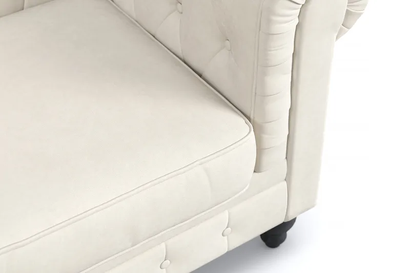 Chesterfield Lyx Stor skön djup sammetsfåtölj - Fåtölj till vardagsrum - Beige - Products - Möbler - Fåtölj & stolar - Fåtölj - Chesterfield fåtölj