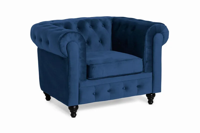 Chesterfield Lyx Stor skön djup sammetsfåtölj - Fåtölj till vardagsrum - Blå - Products - Möbler - Fåtölj & stolar - Fåtölj - Chesterfield fåtölj