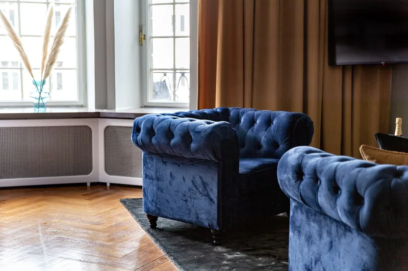 Chesterfield Lyx Stor skön djup sammetsfåtölj - Fåtölj till vardagsrum - Blå - Products - Möbler - Fåtölj & stolar - Fåtölj - Chesterfield fåtölj