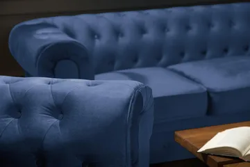 Chesterfield Lyx Stor skön djup sammetsfåtölj - Fåtölj till vardagsrum - Blå - Products - Möbler - Fåtölj & stolar - Fåtölj - Chesterfield fåtölj