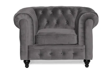 Chesterfield Lyx Stor skön djup sammetsfåtölj - Fåtölj till vardagsrum - Mörkgrå - Products - Möbler - Fåtölj & stolar - Fåtölj - Chesterfield fåtölj