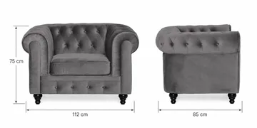 Chesterfield Lyx Stor skön djup sammetsfåtölj - Fåtölj till vardagsrum - Mörkgrå - Products - Möbler - Fåtölj & stolar - Fåtölj - Chesterfield fåtölj