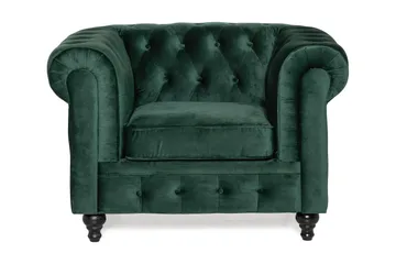 Chesterfield Lyx Stor skön djup sammetsfåtölj - Fåtölj till vardagsrum - Mörkgrön - Products - Möbler - Fåtölj & stolar - Fåtölj - Chesterfield fåtölj