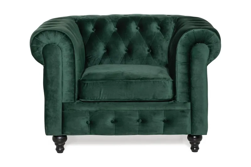 Chesterfield Lyx Stor skön djup sammetsfåtölj - Fåtölj till vardagsrum - Mörkgrön - Products - Möbler - Fåtölj & stolar - Fåtölj - Chesterfield fåtölj