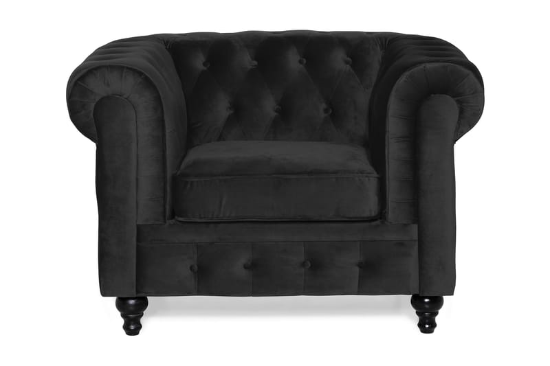 Chesterfield Lyx Stor skön djup sammetsfåtölj - Fåtölj till vardagsrum - Svart - Products - Möbler - Fåtölj & stolar - Fåtölj - Chesterfield fåtölj
