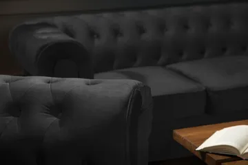 Chesterfield Lyx Stor skön djup sammetsfåtölj - Fåtölj till vardagsrum - Svart - Products - Möbler - Fåtölj & stolar - Fåtölj - Chesterfield fåtölj