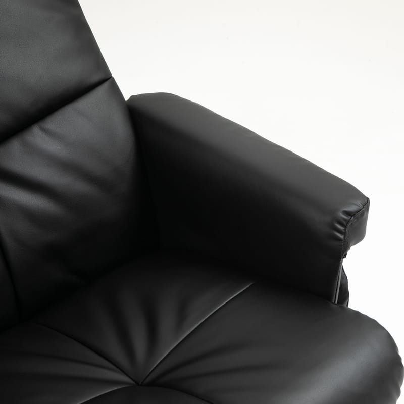 Duva reclinerfåtölj med fotpall i svart PU med bruna ben - Svart - Products - Möbler - Fåtölj & stolar - Fåtölj - Biofåtölj & reclinerfåtölj