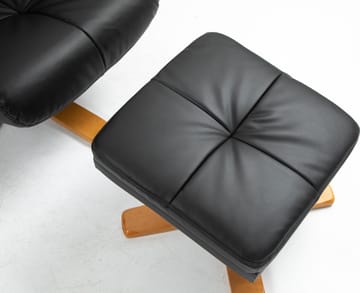 Duva reclinerfåtölj med fotpall i svart PU med bruna ben - Svart - Products - Möbler - Fåtölj & stolar - Fåtölj - Biofåtölj & reclinerfåtölj