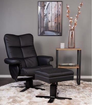 Duva reclinerfåtölj med fotpall i svart PU - Svart - Products - Möbler - Fåtölj & stolar - Fåtölj - Biofåtölj & reclinerfåtölj