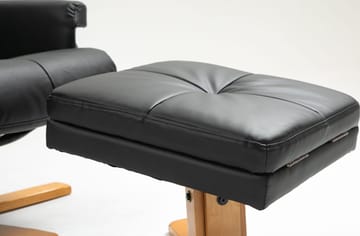 Duva reclinerfåtölj med fotpall i svart PU med bruna ben - Svart - Products - Möbler - Fåtölj & stolar - Fåtölj - Biofåtölj & reclinerfåtölj