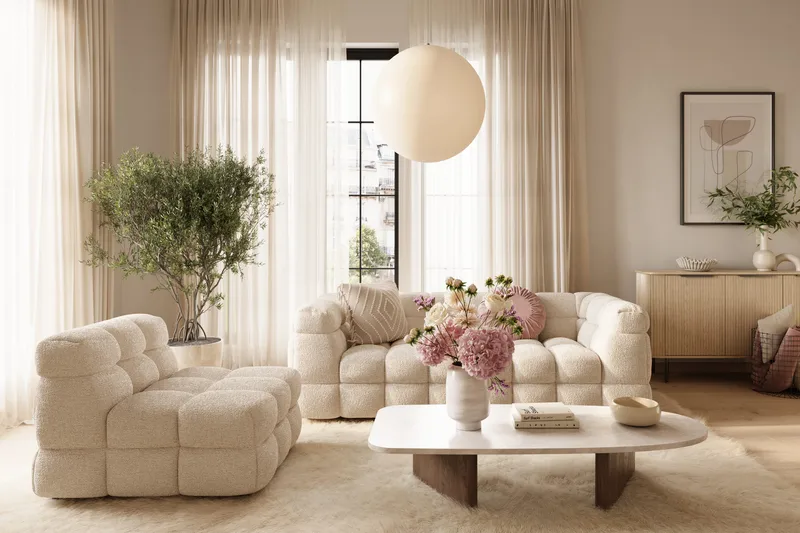 Elise Bubblig Fåtölj - Beige Teddy - Products - Möbler - Fåtölj & stolar - Fåtölj