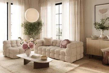 Elise Bubblig Fåtölj Utan Armstöd i Tyg - Beige - Products - Möbler - Fåtölj & stolar - Fåtölj - Fåtölj utan armstöd