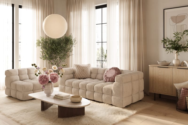 Elise Bubblig Fåtölj Utan Armstöd i Tyg - Beige - Products - Möbler - Fåtölj & stolar - Fåtölj - Fåtölj utan armstöd