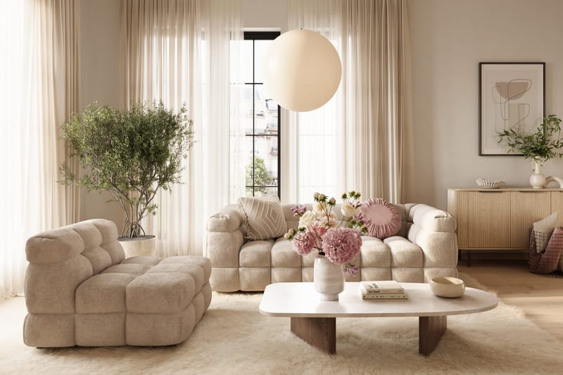 Elise Bubblig Fåtölj Utan Armstöd i Tyg - Beige - Products - Möbler - Fåtölj & stolar - Fåtölj - Fåtölj utan armstöd