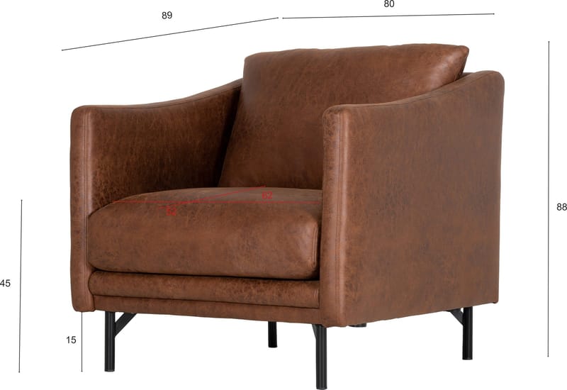 Fåtölj brunt vintage - Brunt ecoläder - Products - Möbler - Fåtölj & stolar - Fåtölj - Clubfåtölj