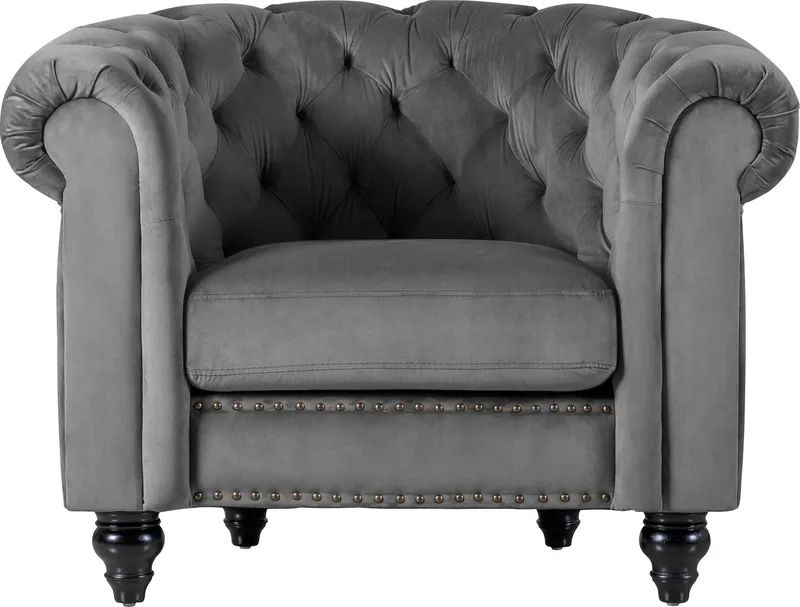 Fåtölj chesterfield grå sammet  Royal - Products - Möbler - Fåtölj & stolar - Fåtölj - Chesterfield fåtölj
