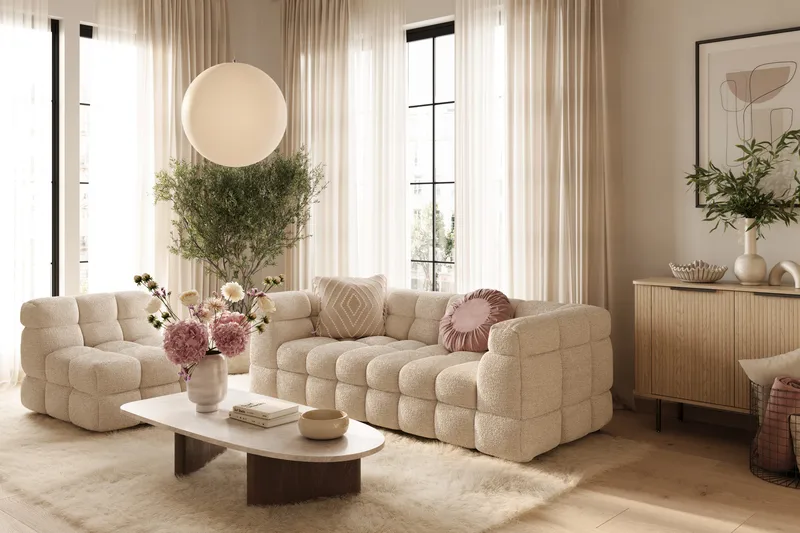 Elise Bubblig Fåtölj Utan Armstöd i Teddy - Beige - Products - Möbler - Fåtölj & stolar - Fåtölj - Fåtölj utan armstöd