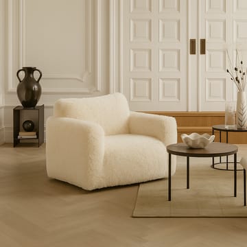 Fåtölj fluffig beige tygklädsel - beige - Products - Möbler - Fåtölj & stolar - Fåtölj