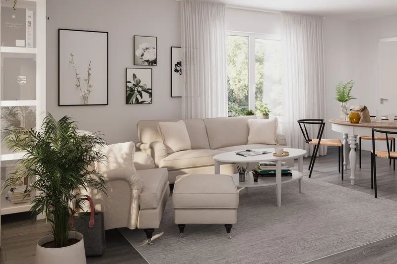 Howard Classic Fåtölj med Fotpall - Beige - Products - Möbler - Fåtölj & stolar - Fåtölj - Fåtölj med fotpall