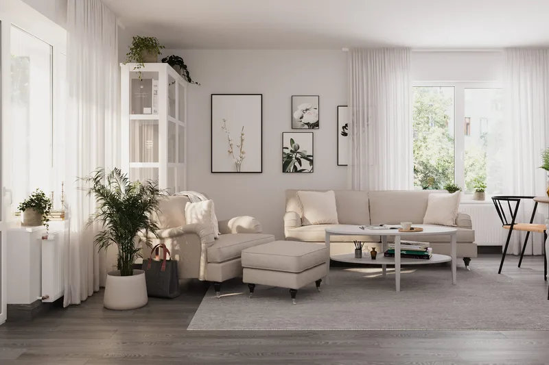 Howard Classic Fåtölj med Fotpall - Beige - Products - Möbler - Fåtölj & stolar - Fåtölj - Fåtölj med fotpall