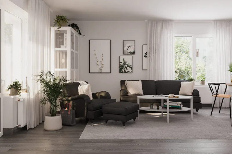 Howard Classic Fåtölj med Fotpall - Mörkgrå - Products - Möbler - Fåtölj & stolar - Fåtölj - Fåtölj med fotpall